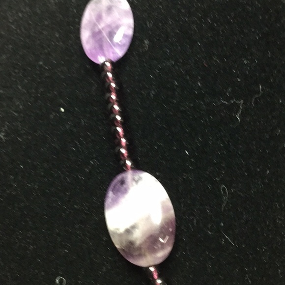 Hand crafted Banded Amethyst necklace.   NWOT N145 - Picture 3 of 5
